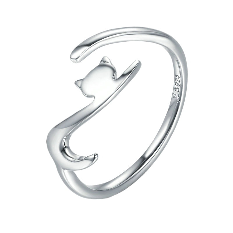 Naughty Cat Silver S925 Open Ring