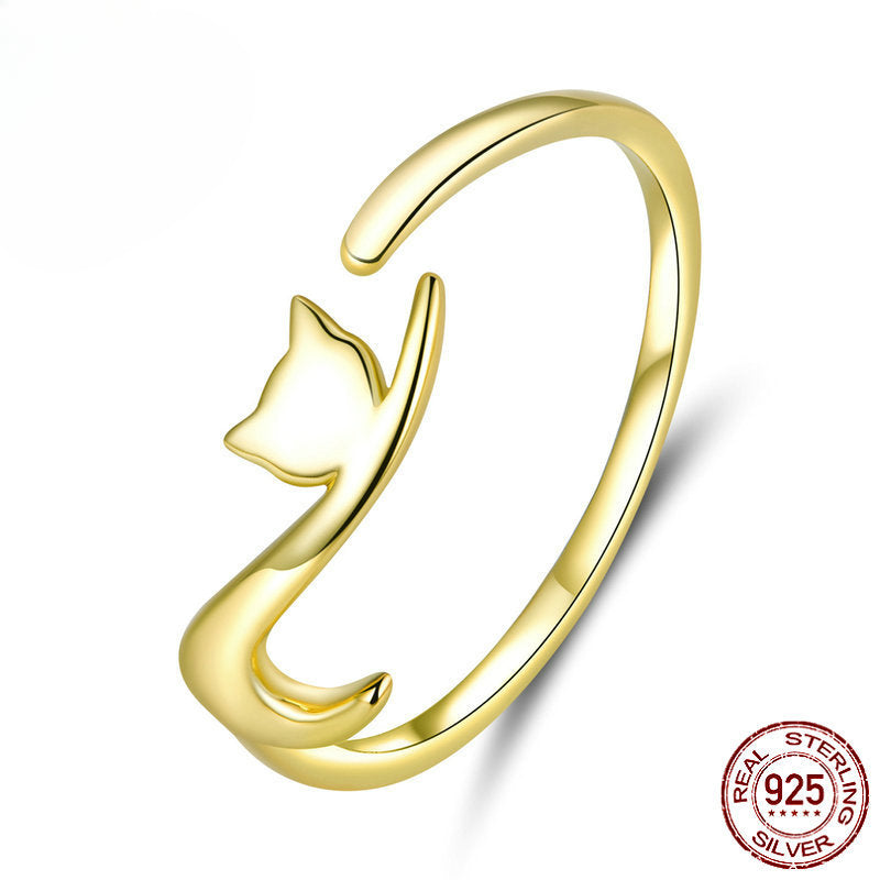 Naughty Cat Silver S925 Open Ring