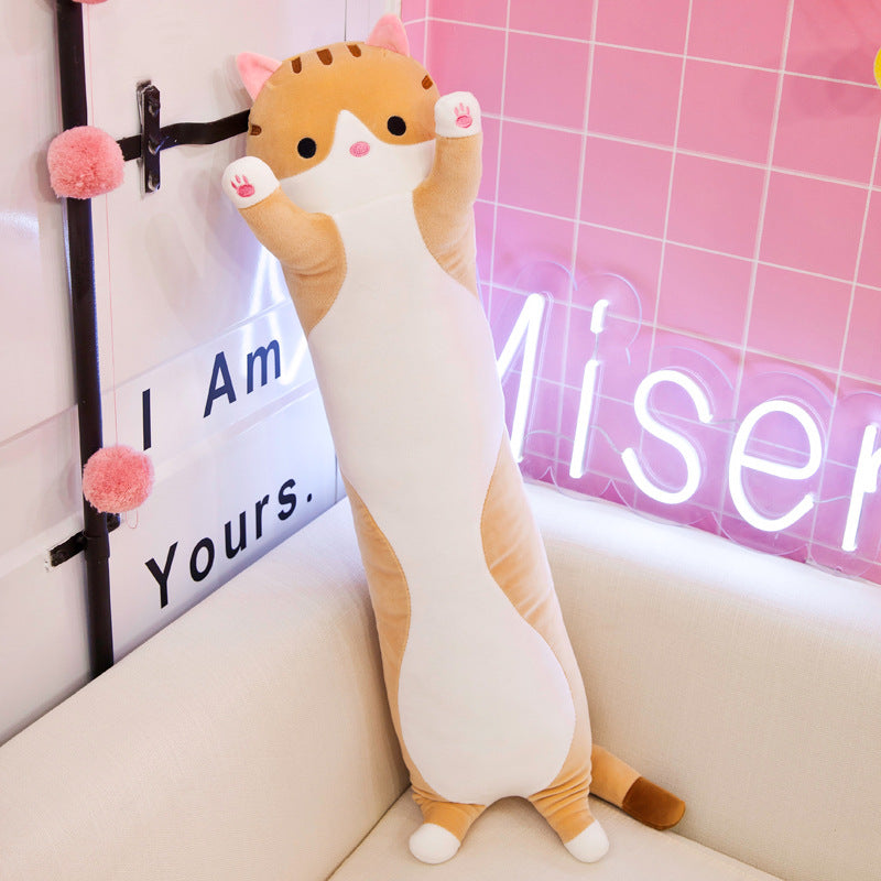 Cute Cat Long Plush Toy Throw Pillow