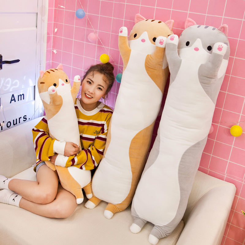 Cute Cat Long Plush Toy Throw Pillow