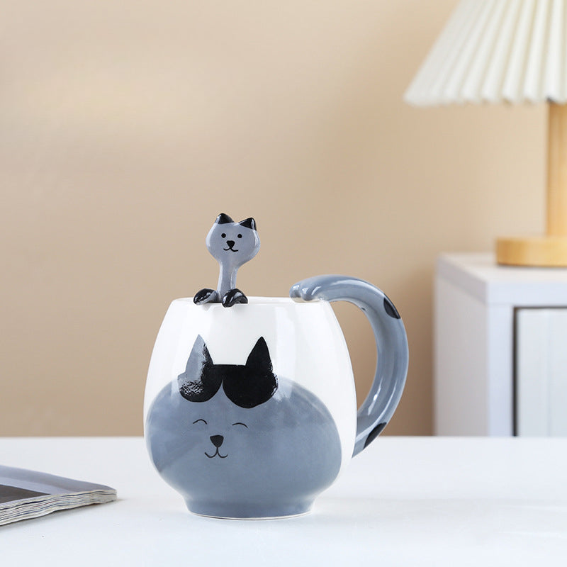 Cute Cartoon Animal Ceramic Mug with Spoon