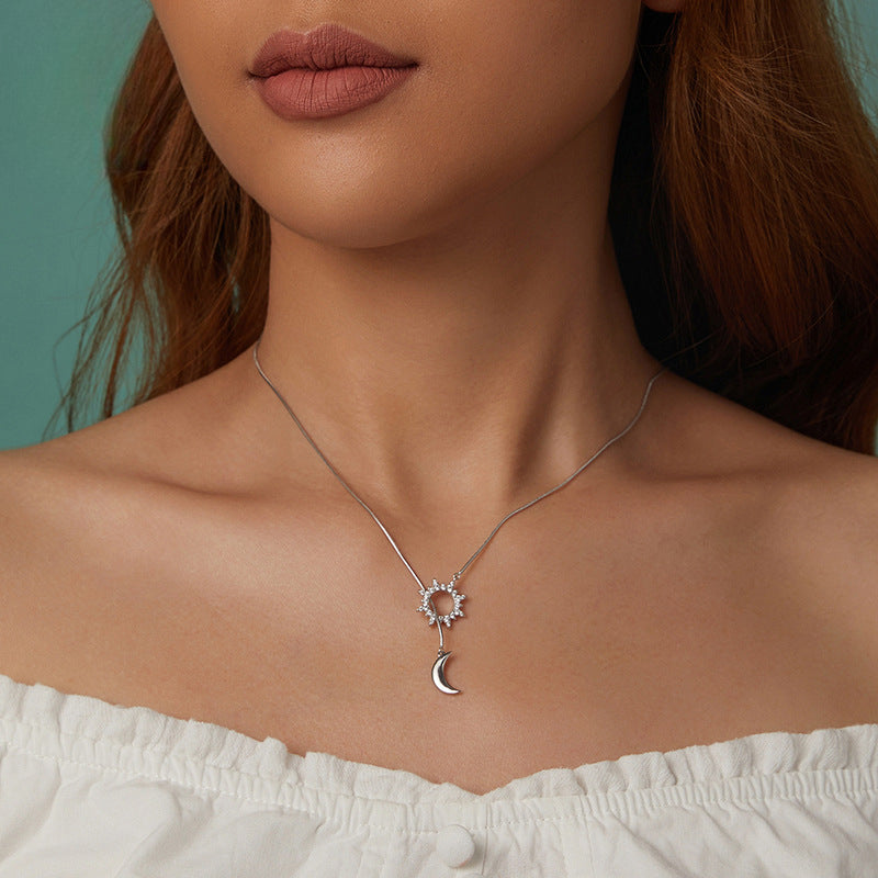 Exquisite Sun and Moon Y-shaped Necklace