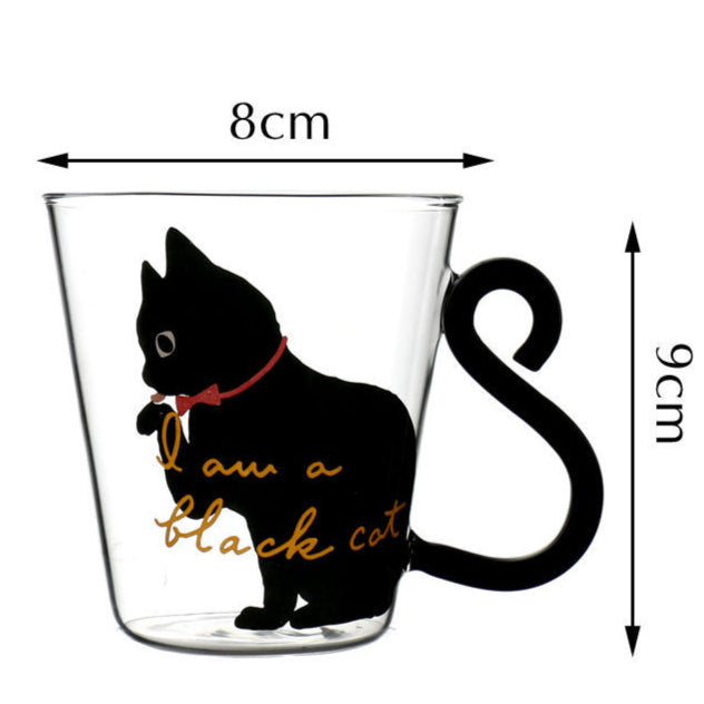 Cartoon Kitten Glass Coffee Cup