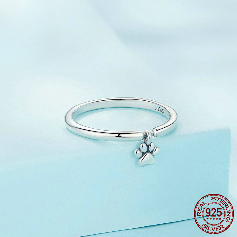 Sterling Silver Dog Paw Movable Ring