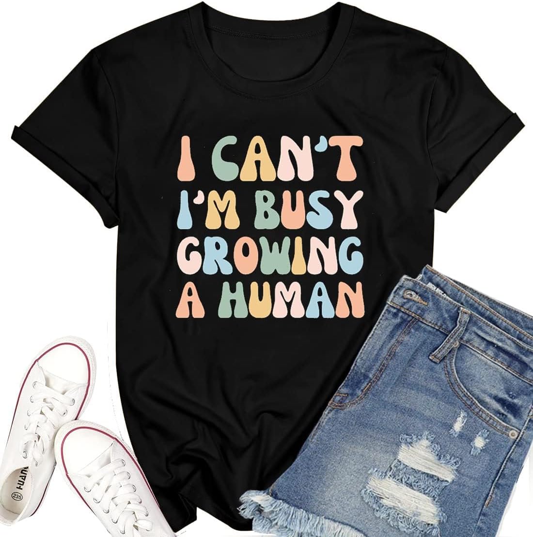 I Can't I'm Busy Growing A Human Funny Pregnancy Shirt