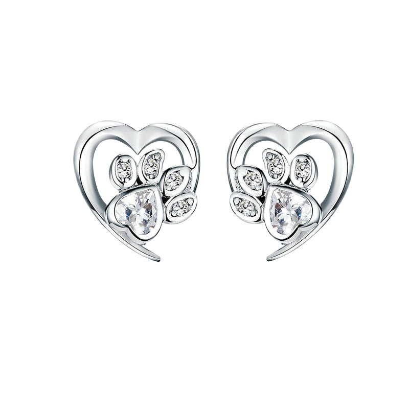 Pet Paw Silver Stud Earrings