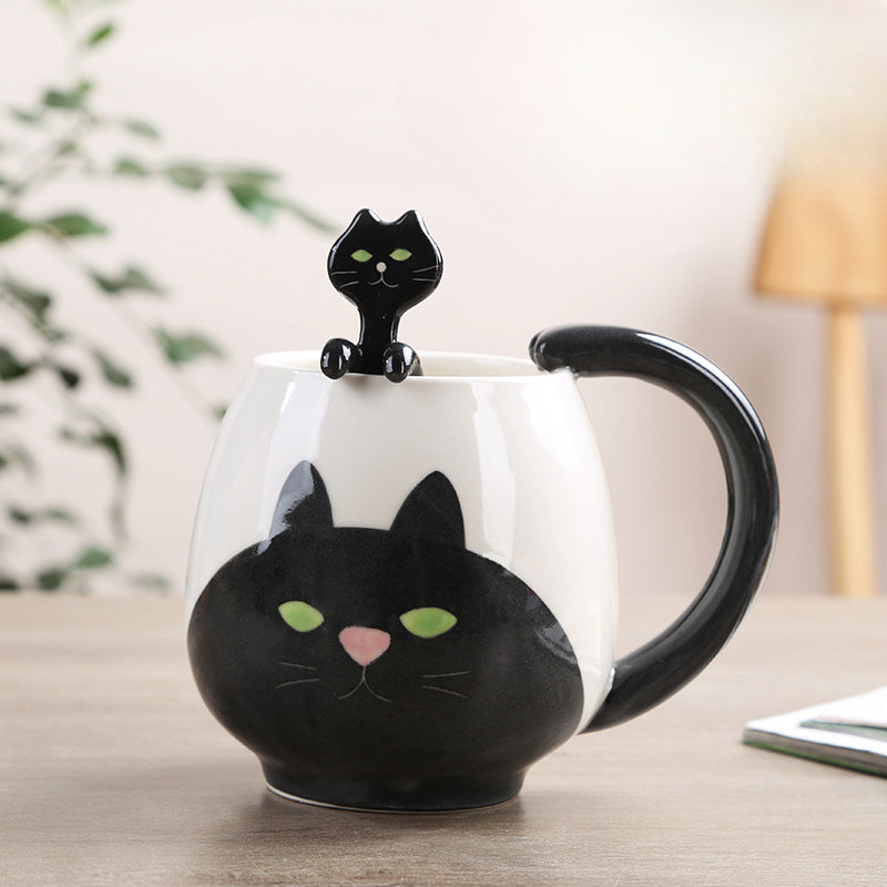 Cute Cartoon Animal Ceramic Mug with Spoon