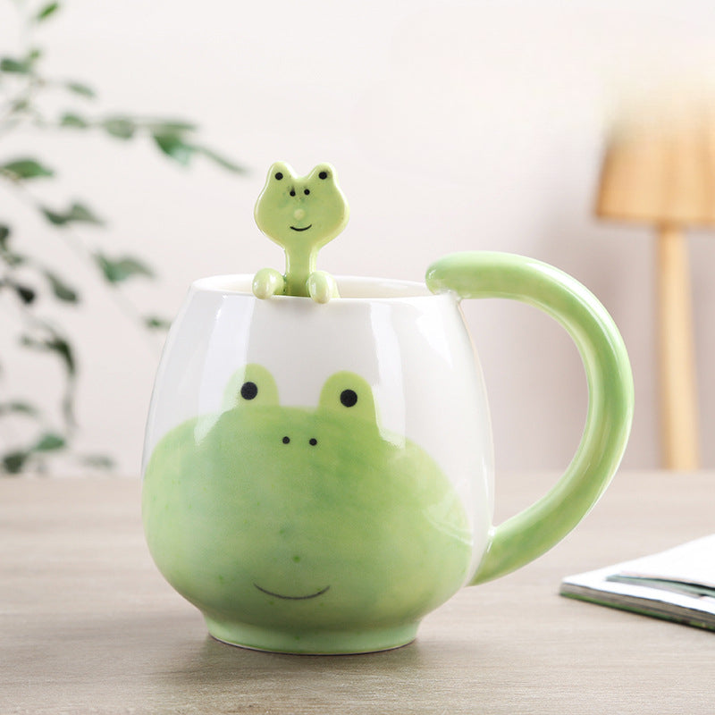 Cute Cartoon Animal Ceramic Mug with Spoon