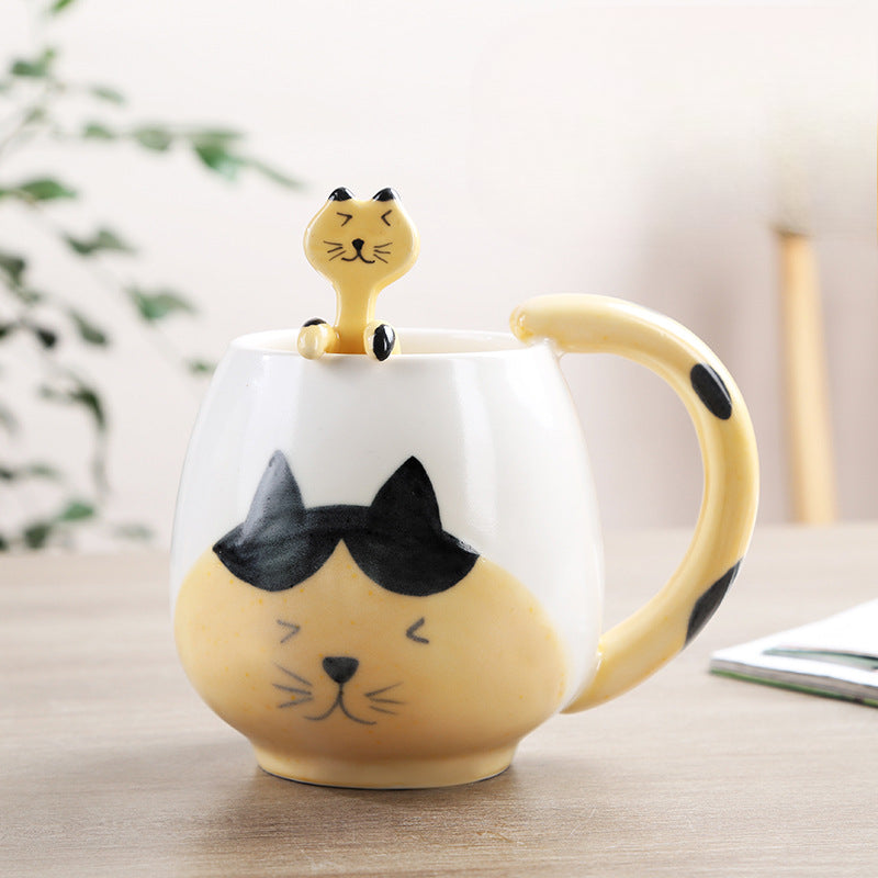 Cute Cartoon Animal Ceramic Mug with Spoon