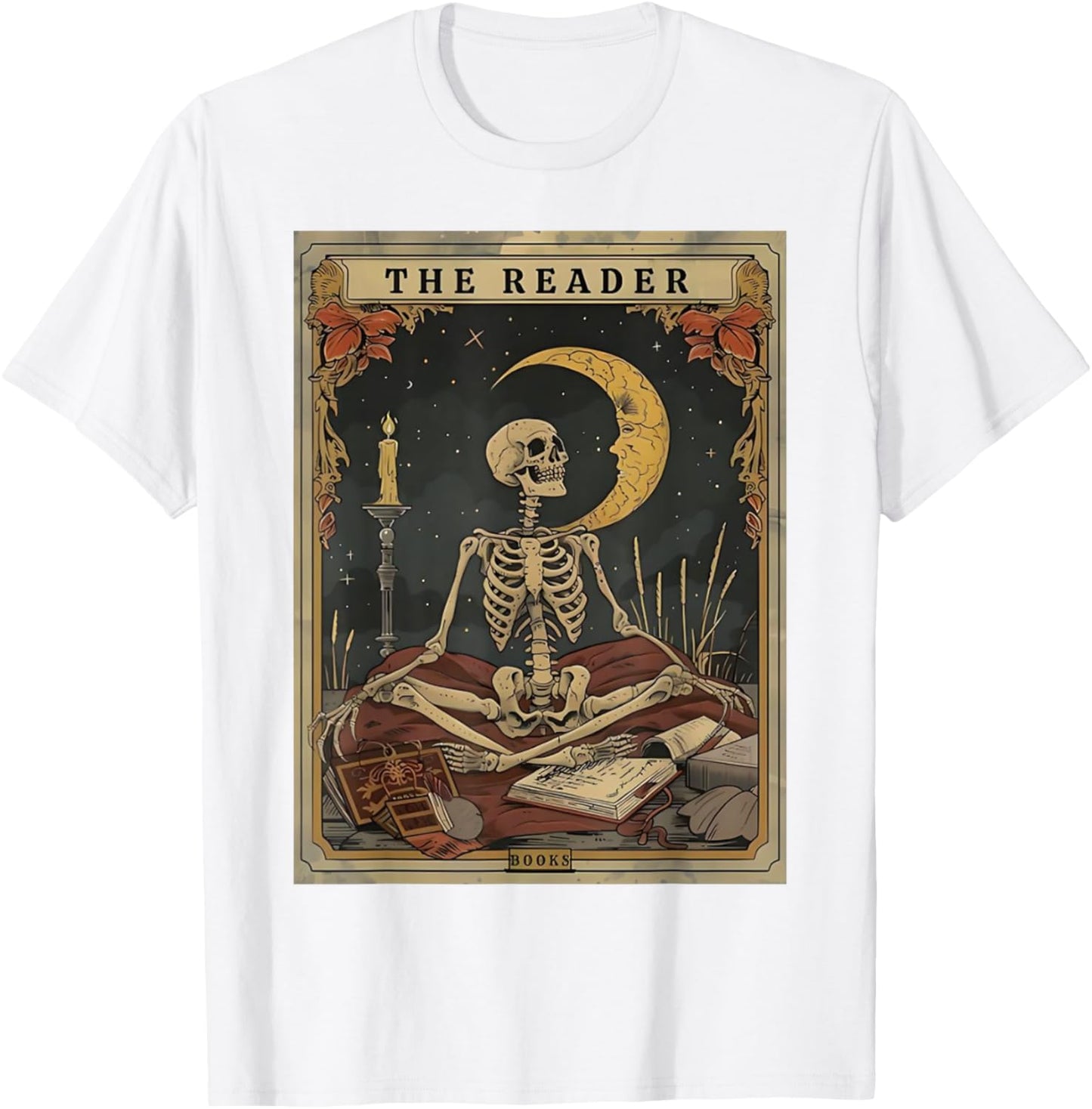 Unisex The Reader Tarot Card Skeleton Reading Shirt