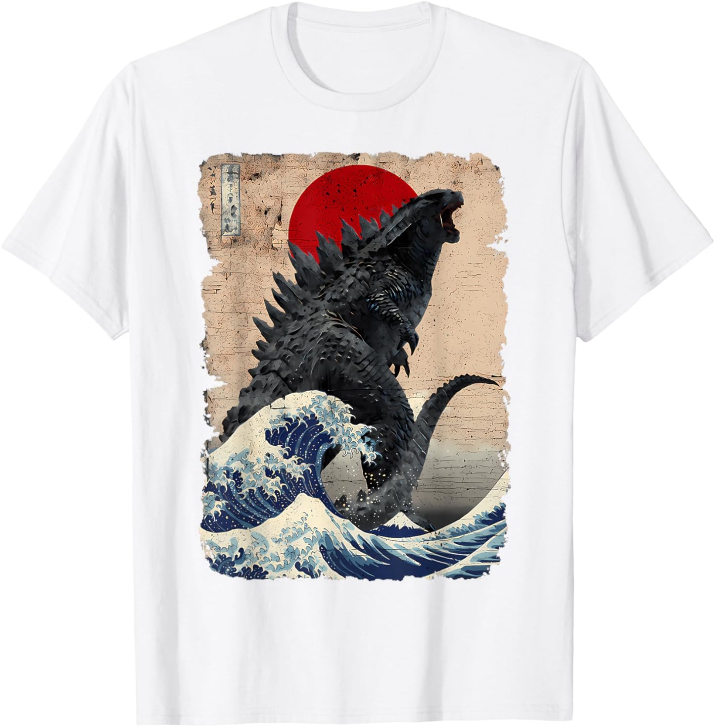 Unisex Vintage Japanese Giant Monster Great Wave T-Shirt