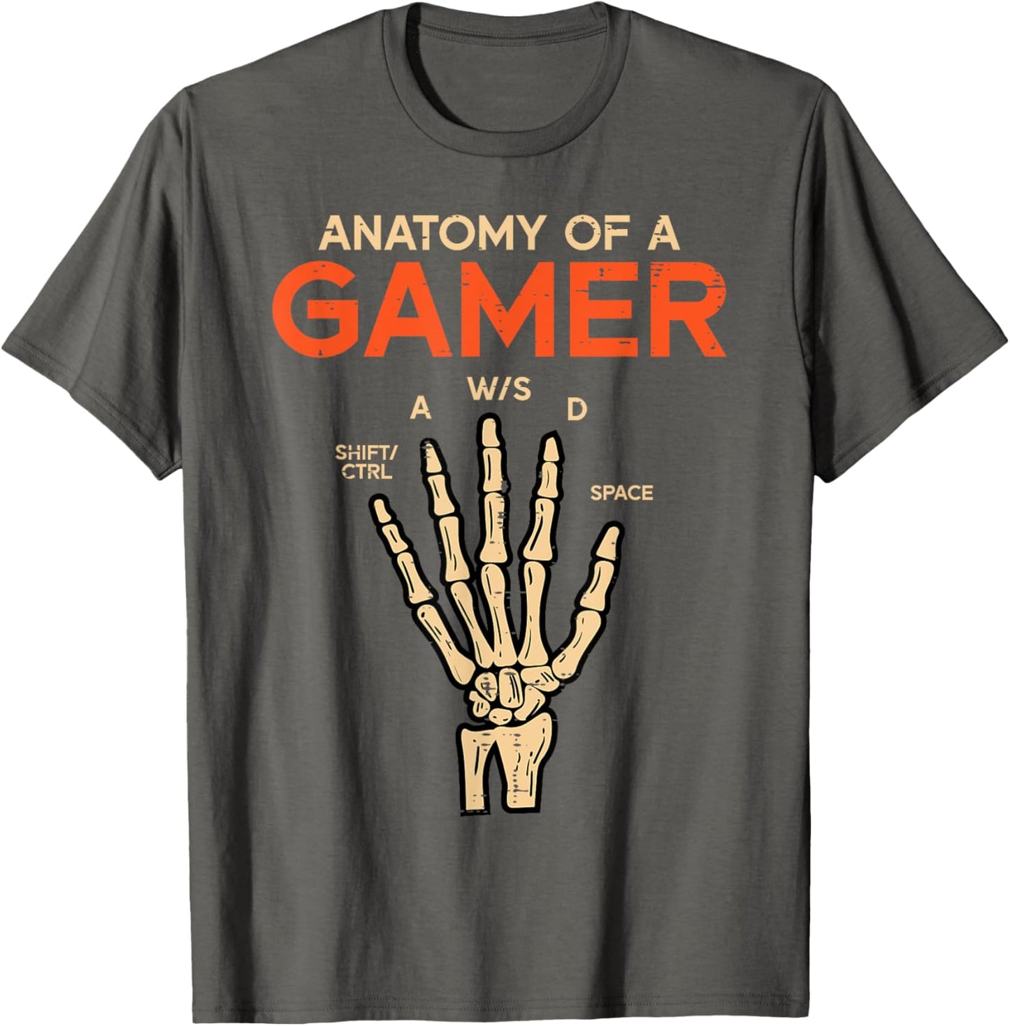 Anatomy Of A Gamer Skeleton Hand Funny Men Boys Kids Teens T-Shirt