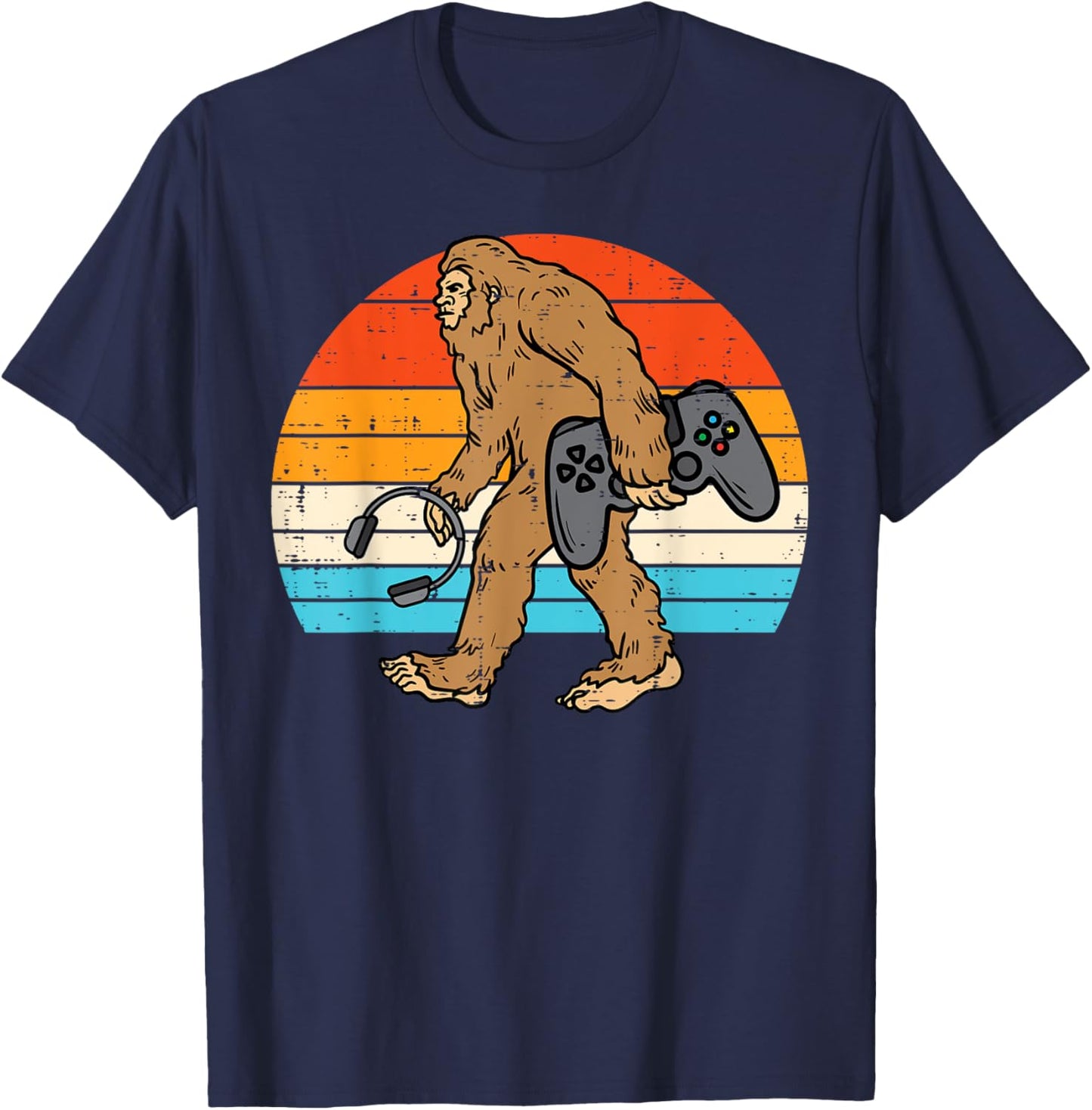 Bigfoot Sasquatch Gamer Retro Gaming Men Boys Kids Teens T-Shirt