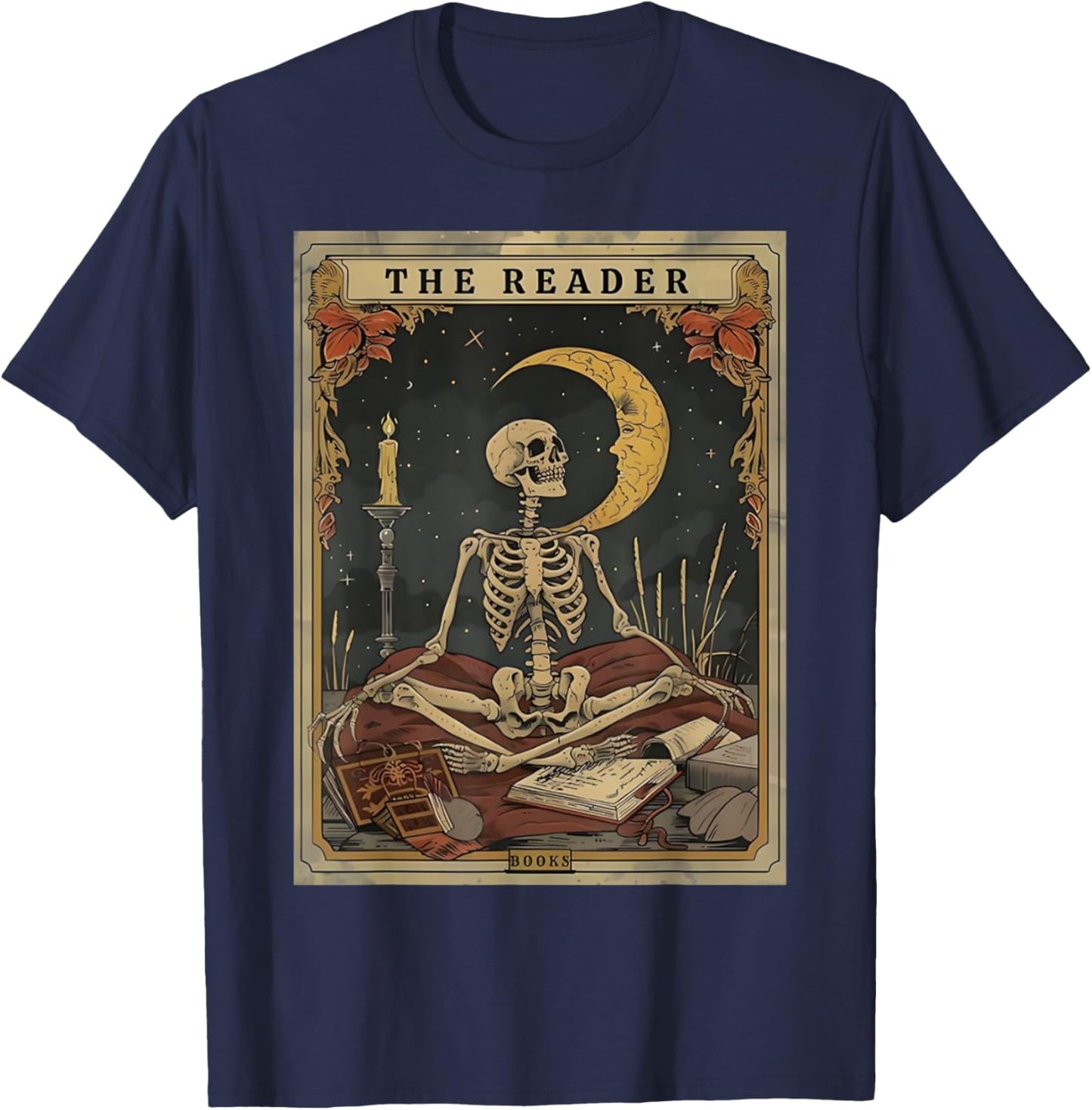 Unisex The Reader Tarot Card Skeleton Reading Shirt