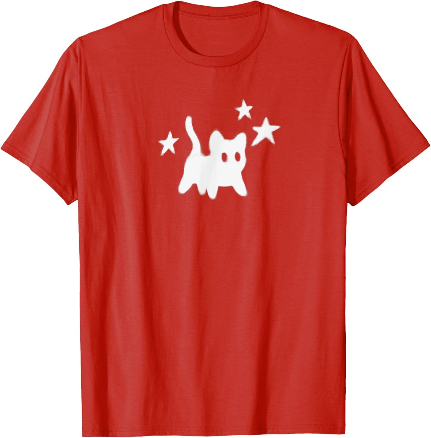 Y2K Scary Cat Under Starry Printed T-Shirt