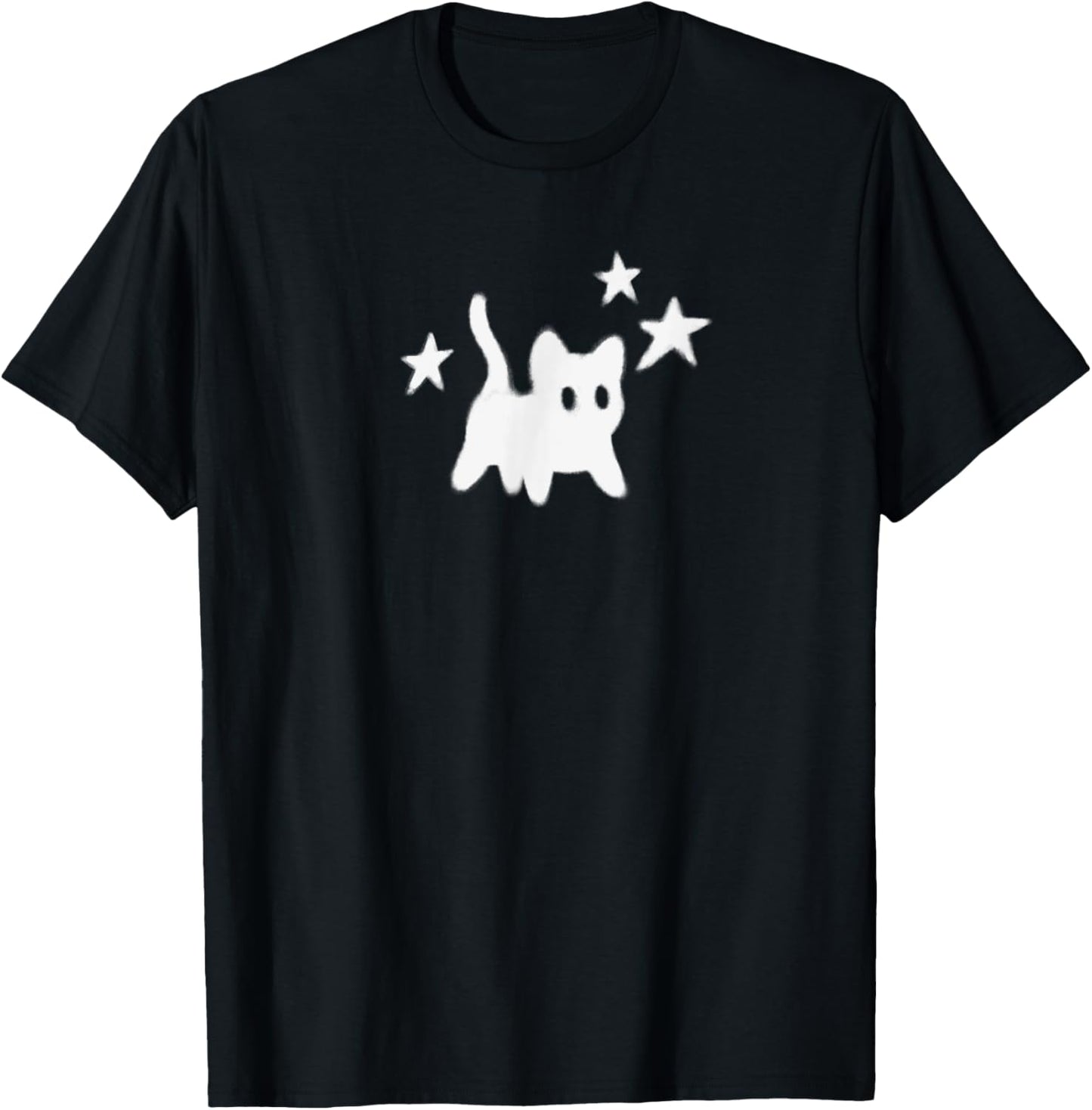 Y2K Scary Cat Under Starry Printed T-Shirt