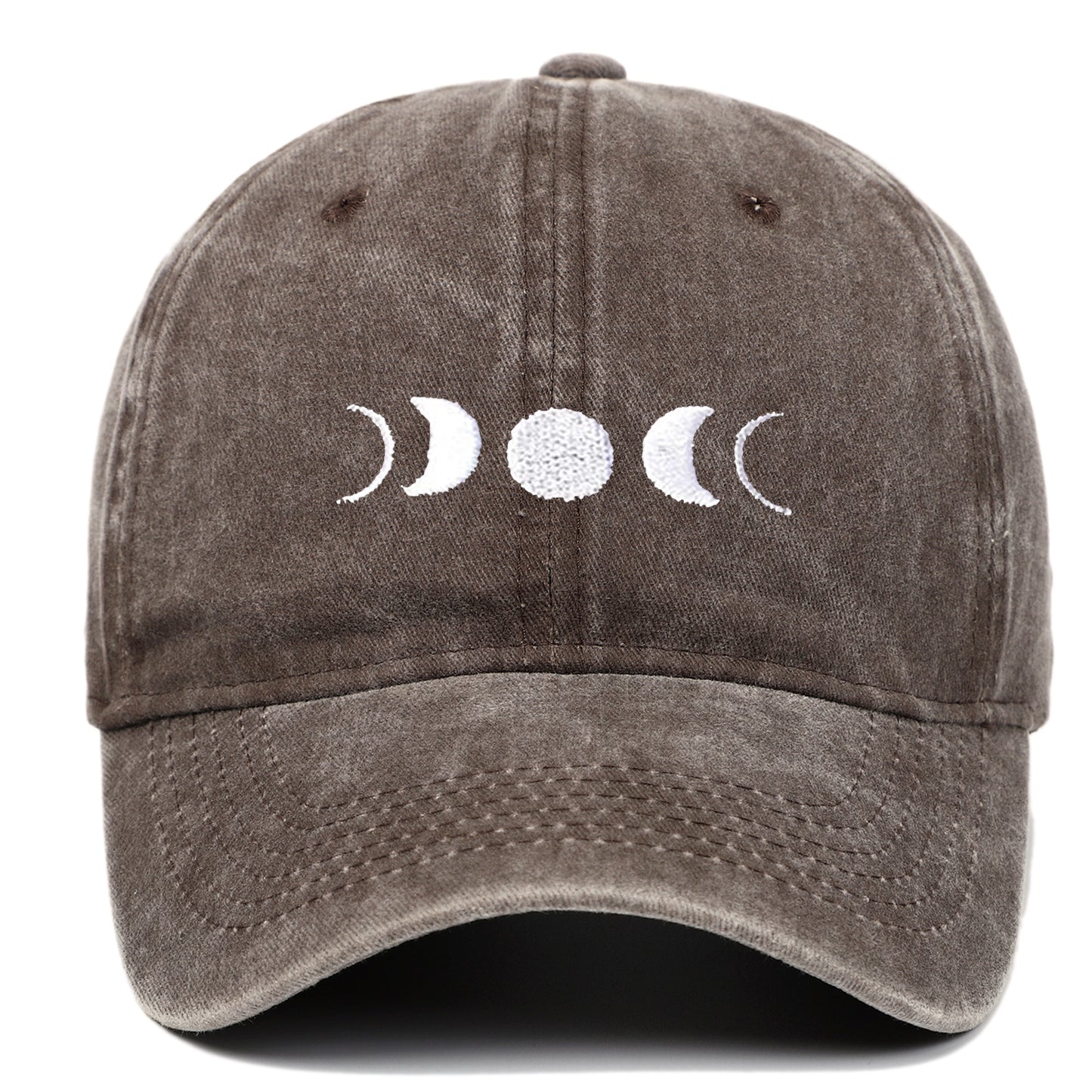 Moon Embroidery Washed Baseball Cap