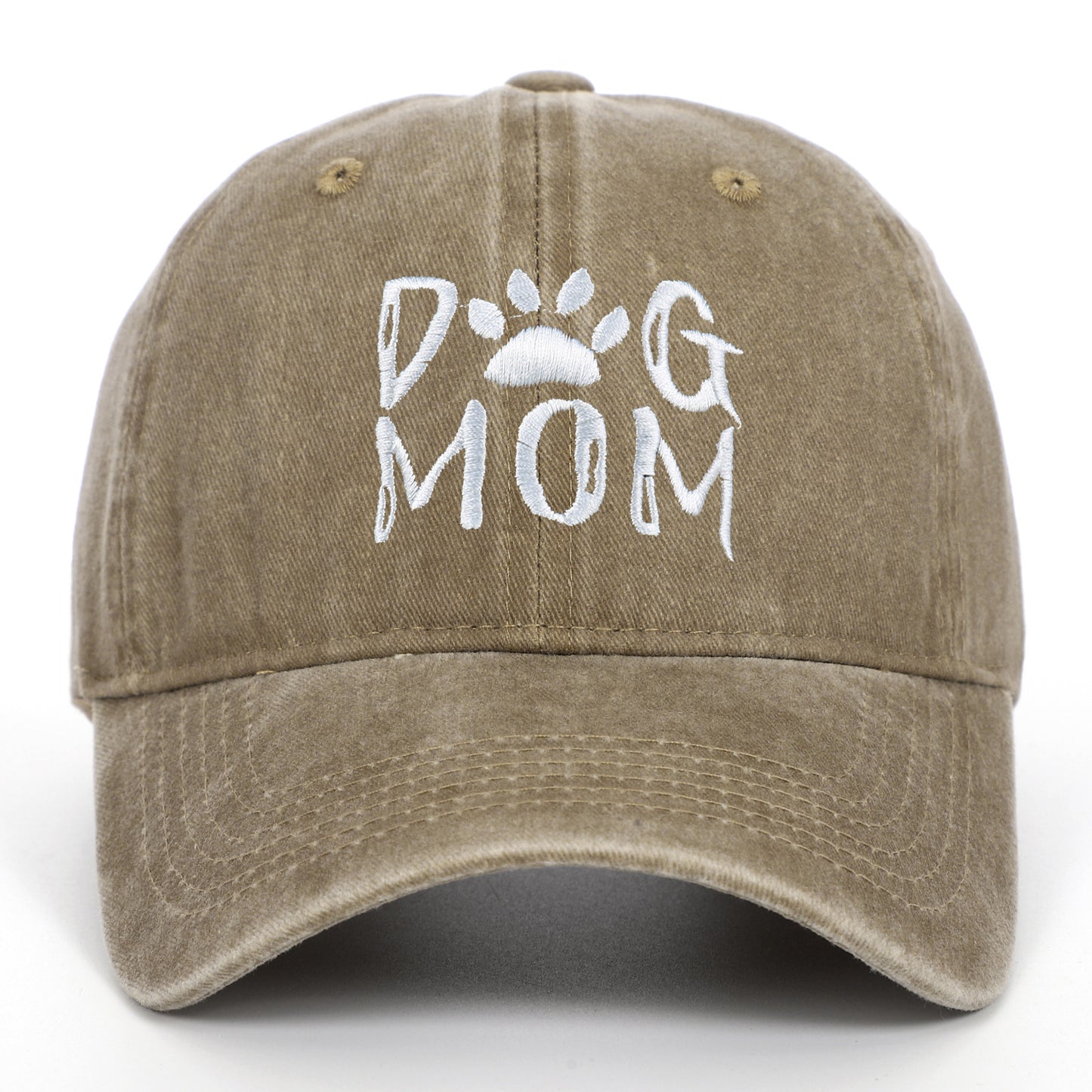 DOG MOM Embroidered Washed Baseball Cap