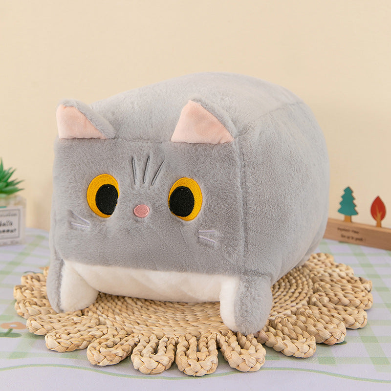 Square Cat Throw Pillow Plush Toy