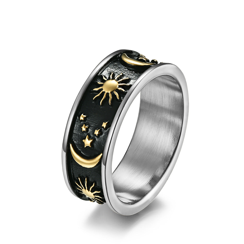 Star Moon Sun Stainless Steel Ring