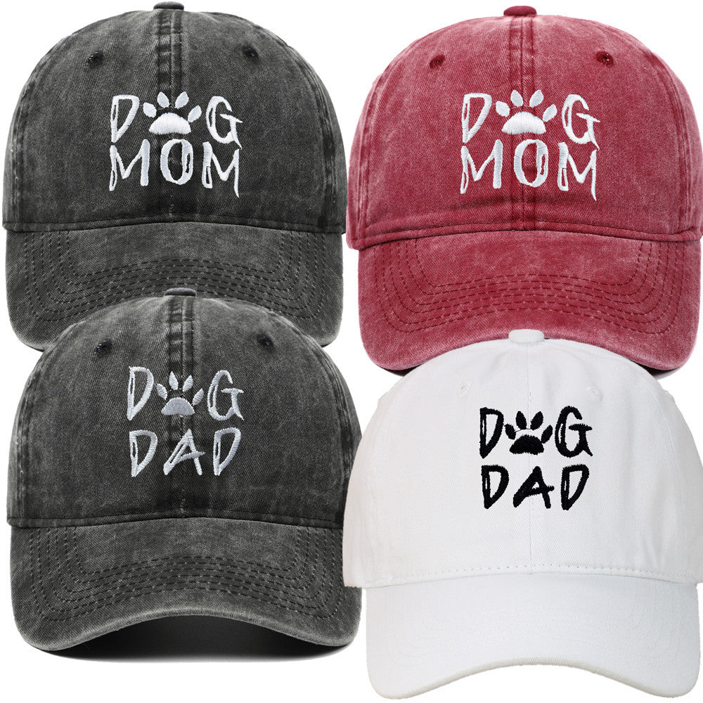 DOG MOM Embroidered Washed Baseball Cap