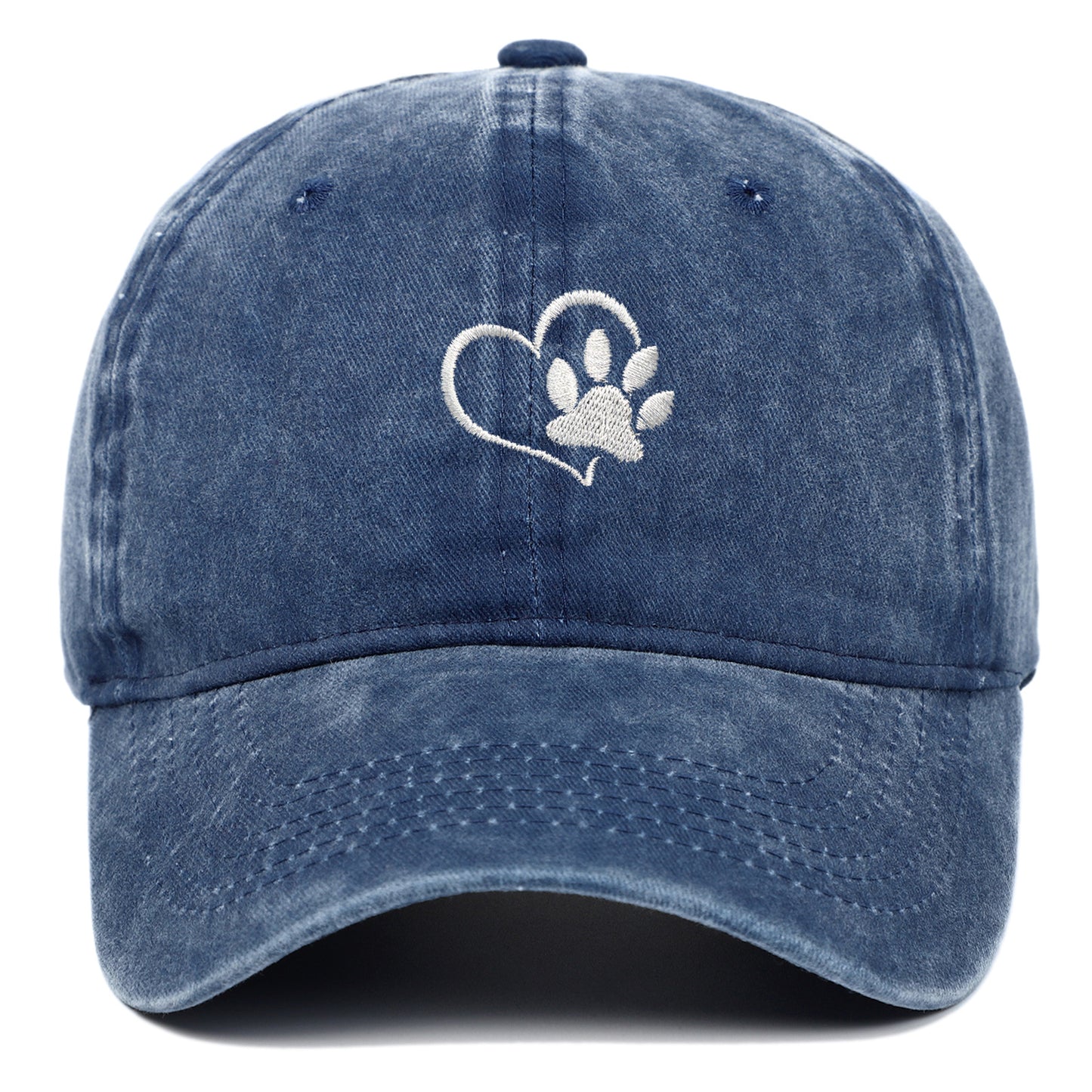 Lovely Dog Paw Washed Embroidery Baseball Cap