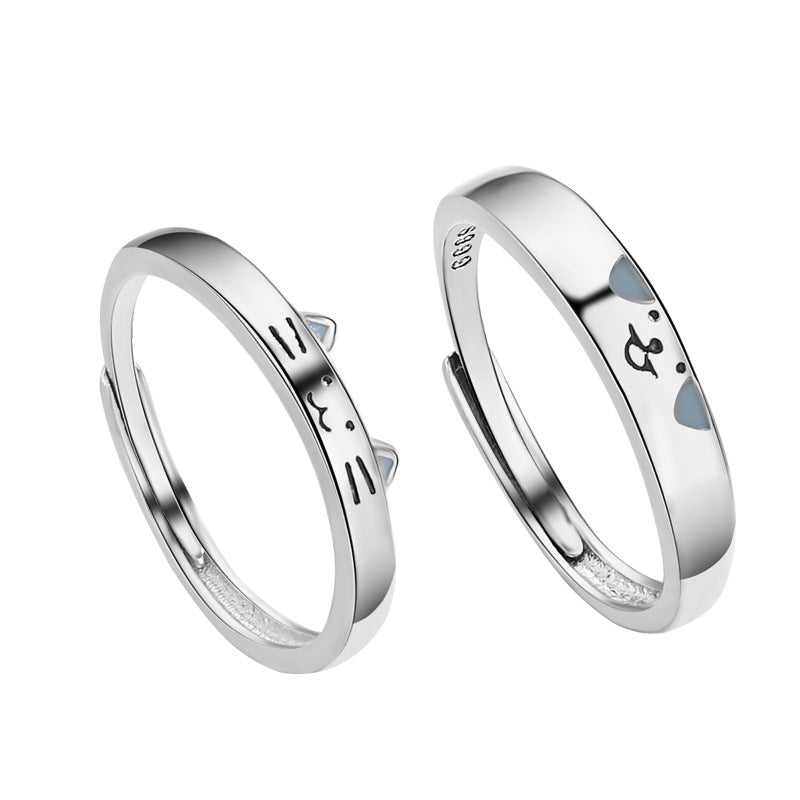 Luminous Cat and Dog Couple Ring