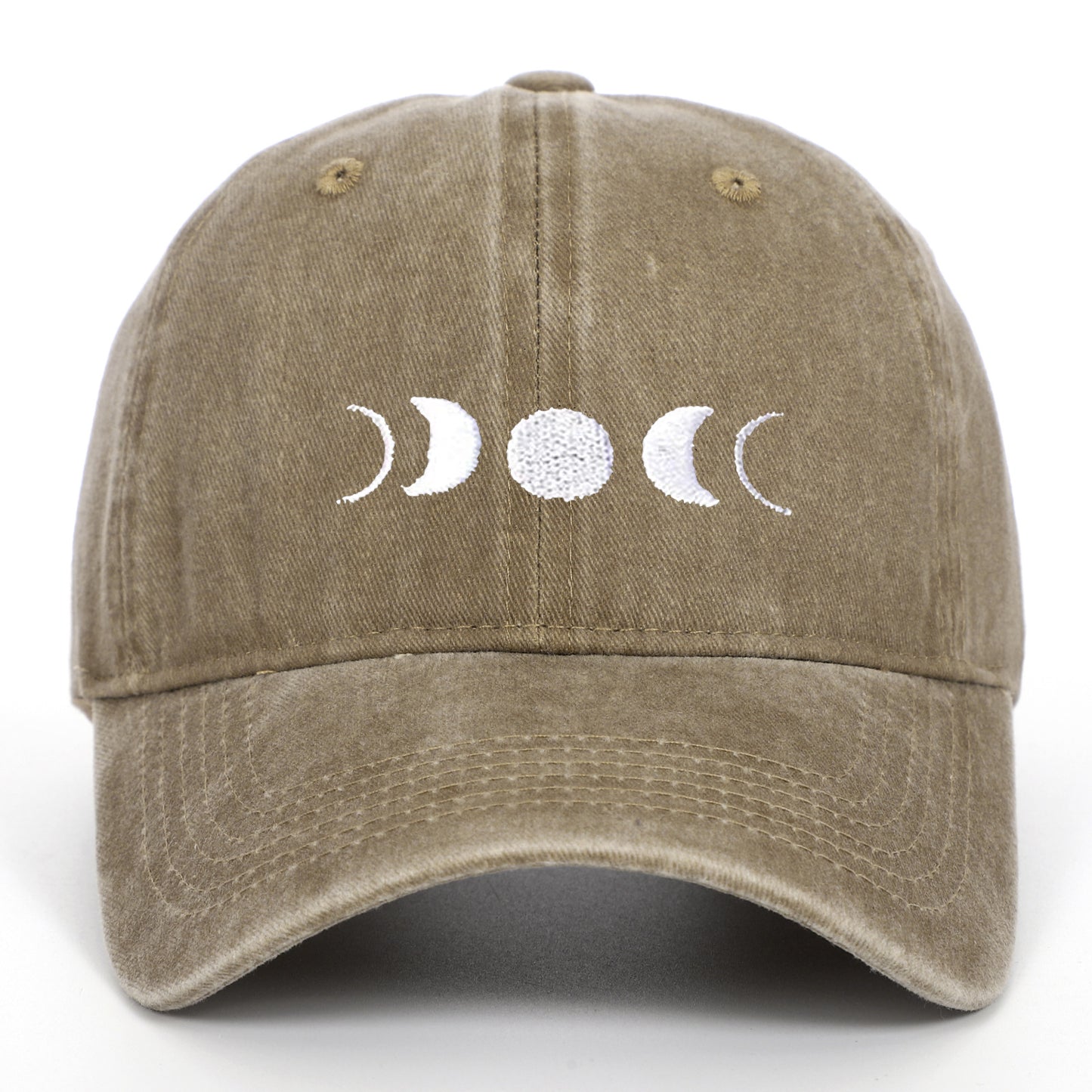 Moon Embroidery Washed Baseball Cap