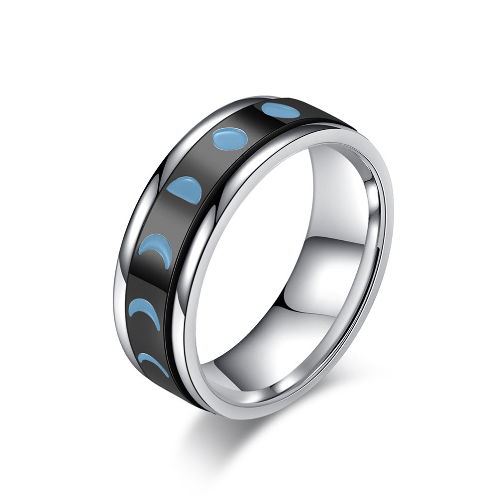 Rotatable Solar Eclipse Titanium Steel Ring