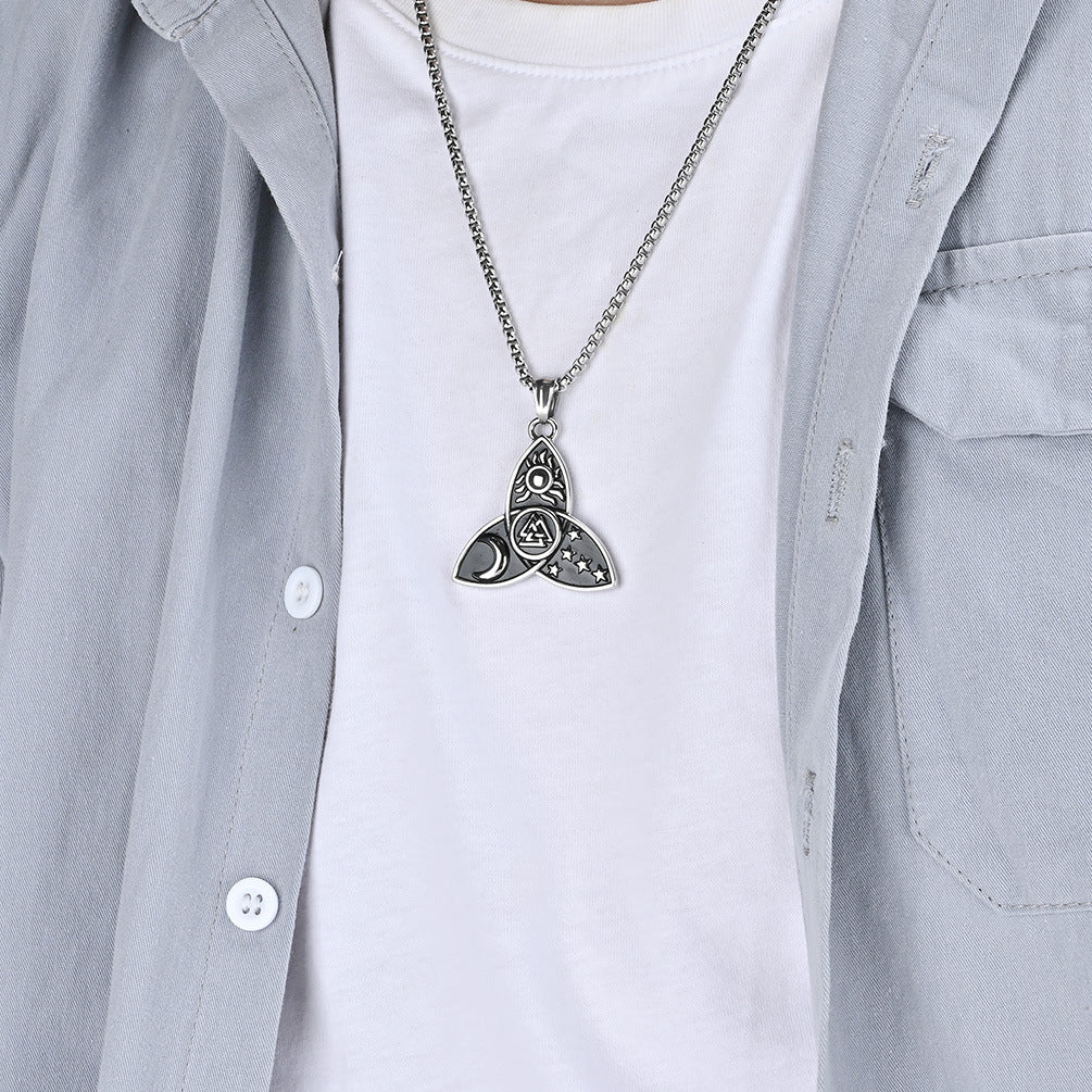 Nordic Triangular Star Moon Sun Mythical Necklace