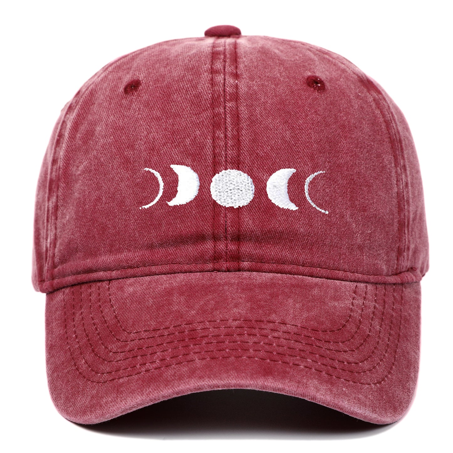 Moon Embroidery Washed Baseball Cap