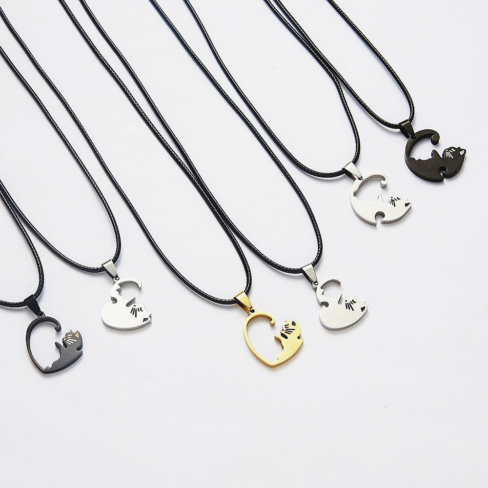 Yin Yang Cat Perfect Matching Couple Necklace Set