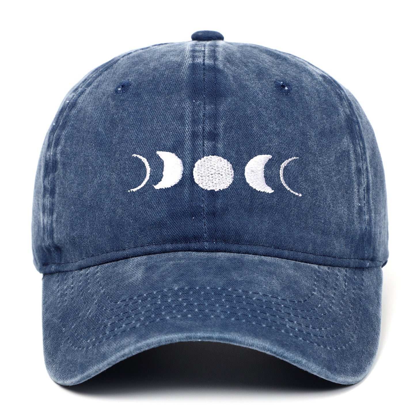 Moon Embroidery Washed Baseball Cap