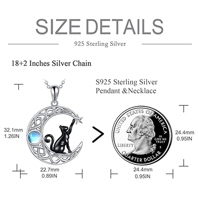 Creative Moon Star Black Cat Pendant Necklace