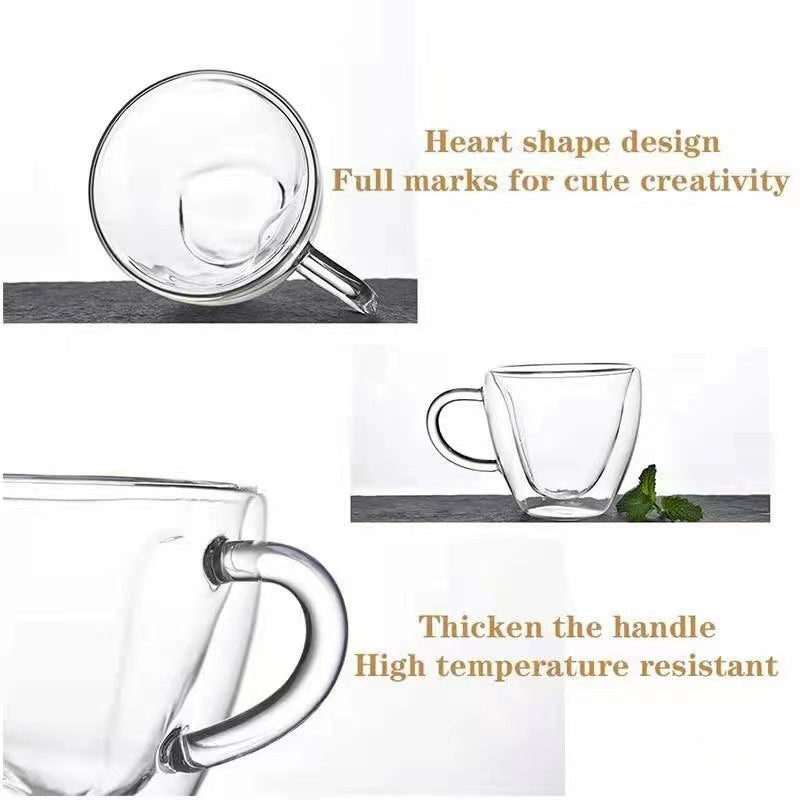 Heart-shaped Glass Handle Coffee Cup