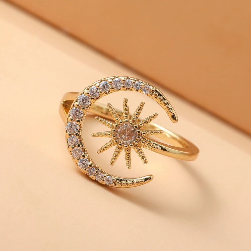 Sun Moon Zircon Ring Jewelry