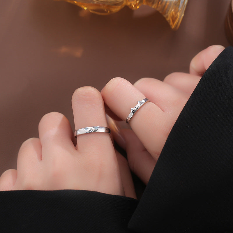 Luminous Cat and Dog Couple Ring
