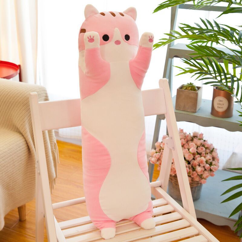 Cute Cat Long Plush Toy Throw Pillow