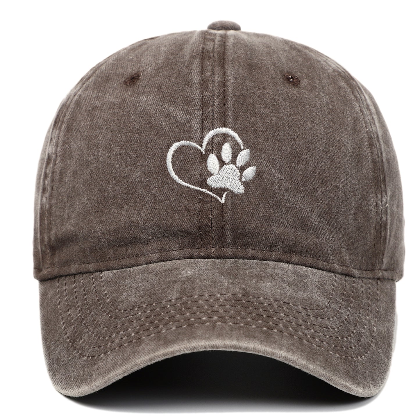 Lovely Dog Paw Washed Embroidery Baseball Cap
