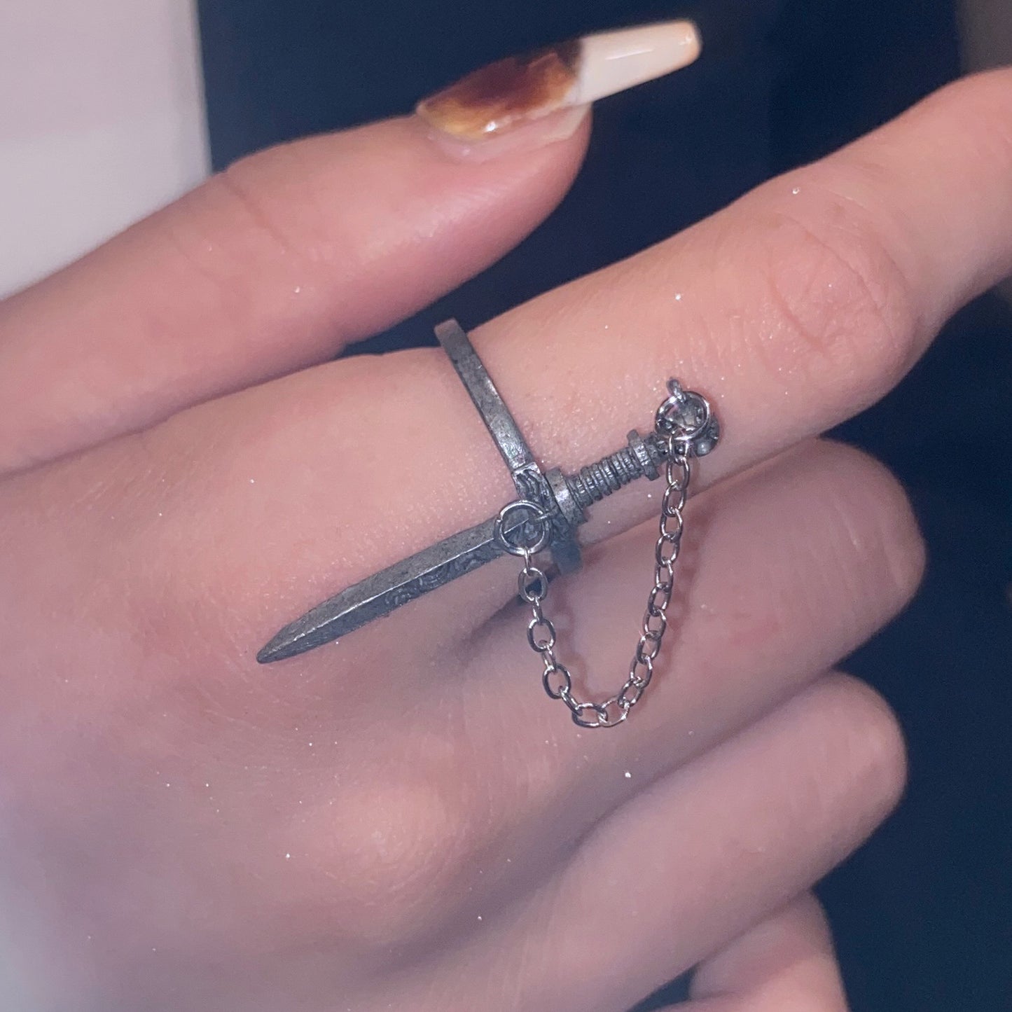 Gothic Skull Sword Ring