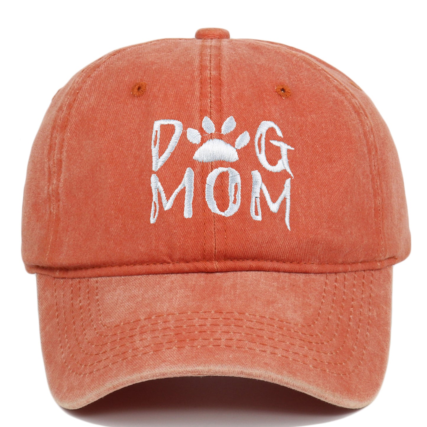 DOG MOM Embroidered Washed Baseball Cap