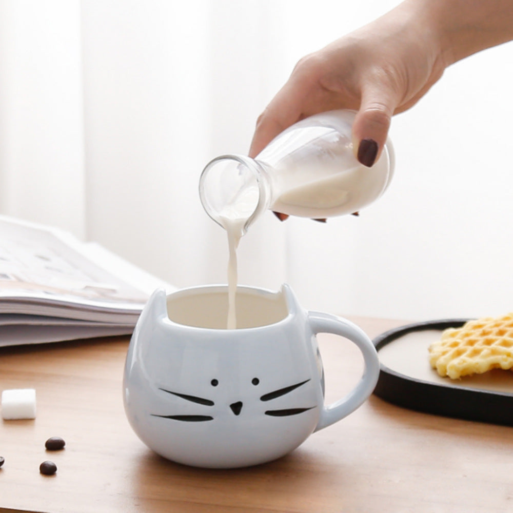 Creative Pink Blue Cat Ceramic Mug