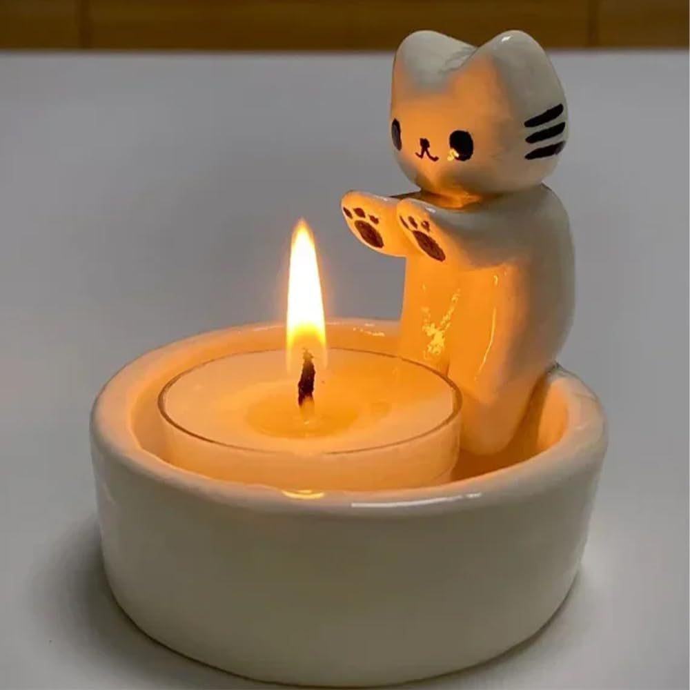 Cartoon Kitten Candle Holder (Candle Not Included)