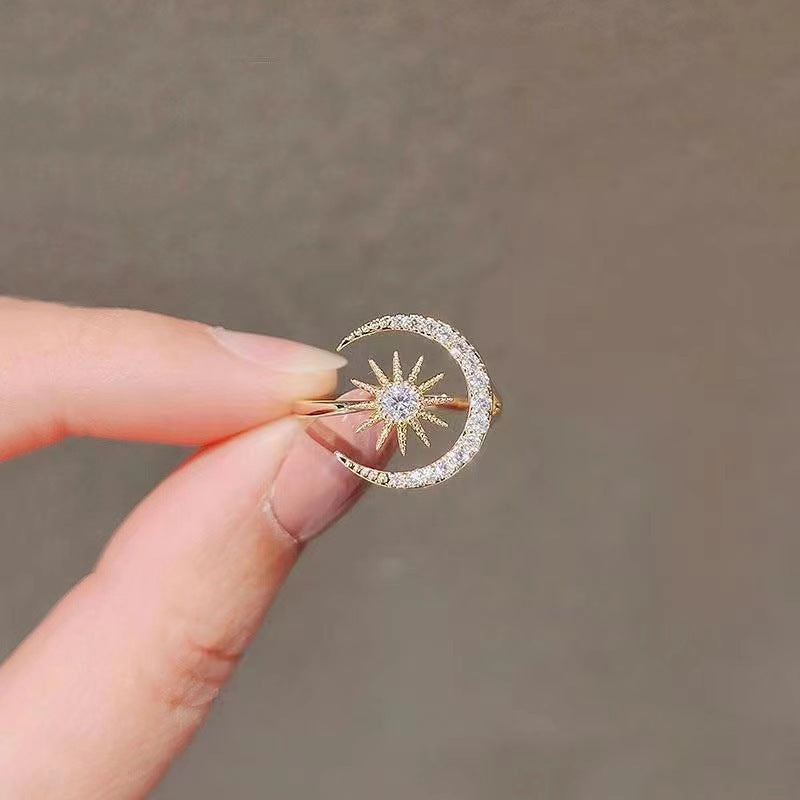 Sun Moon Zircon Ring Jewelry