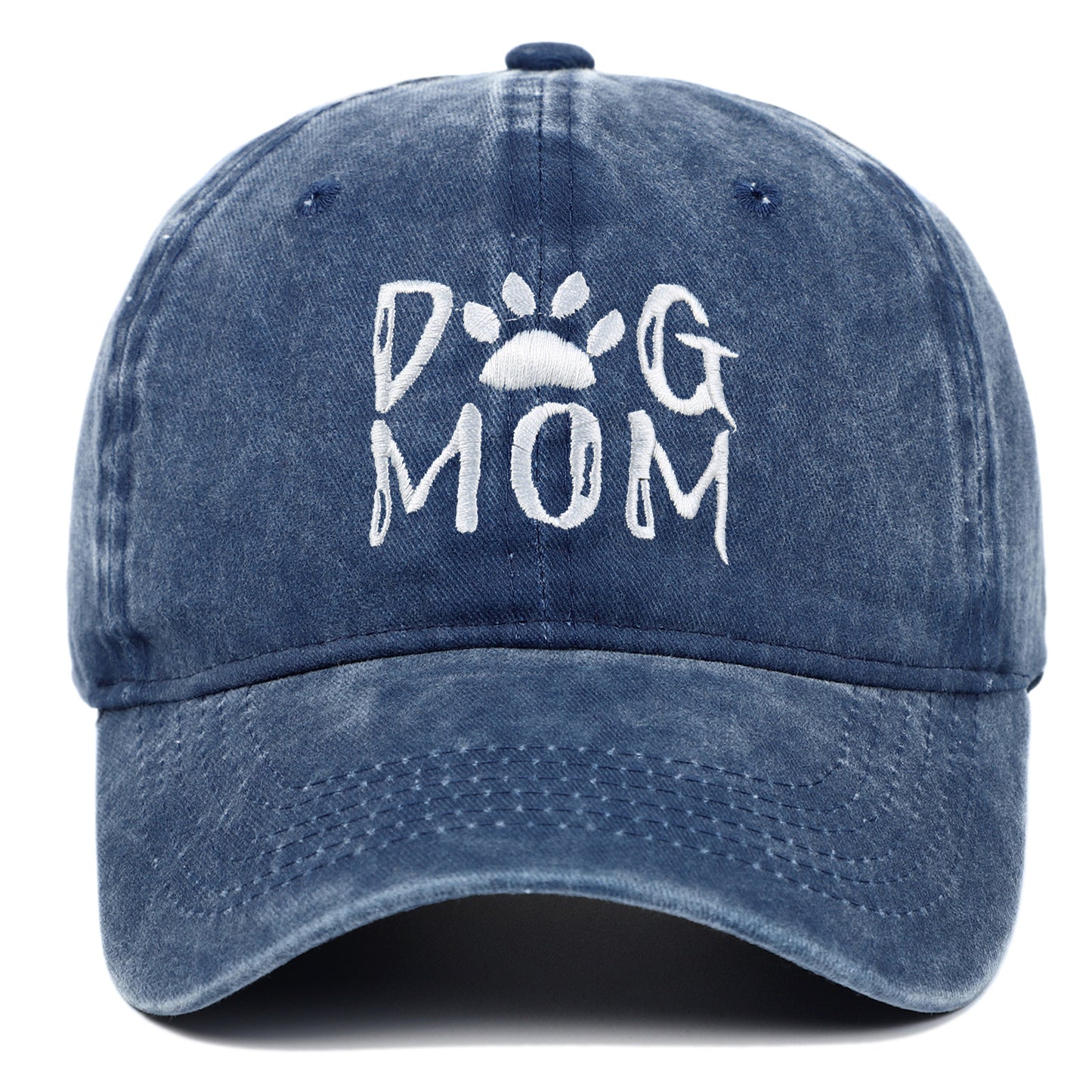 DOG MOM Embroidered Washed Baseball Cap