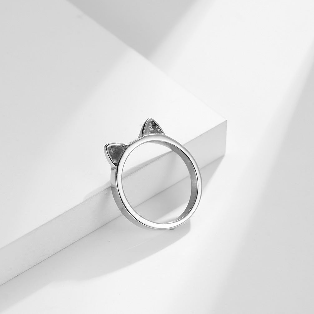 Cute Cat Ears Titanium Steel Ring