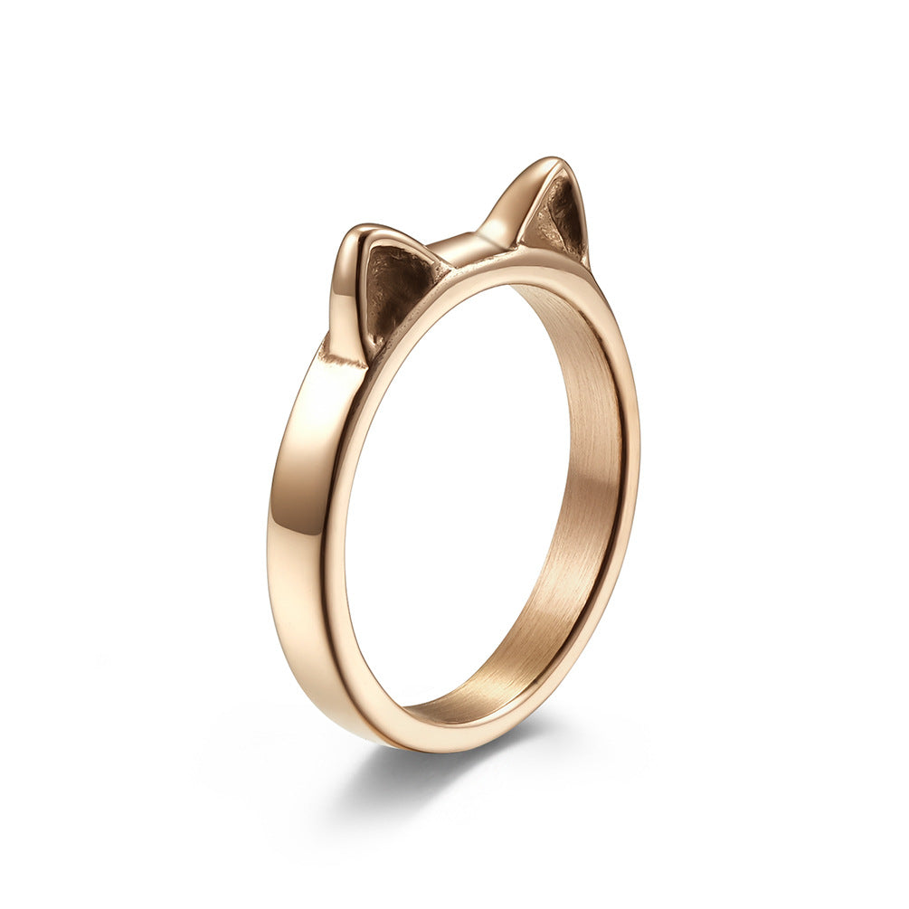 Cute Cat Ears Titanium Steel Ring