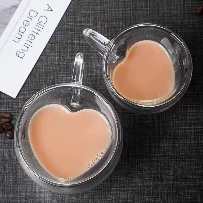 Heart-shaped Glass Handle Coffee Cup