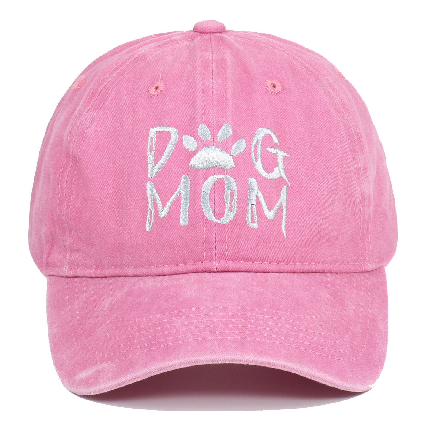 DOG MOM Embroidered Washed Baseball Cap