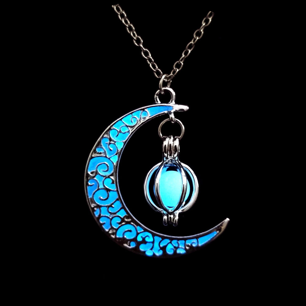 Luminous Moon Pumpkin Pendant Necklace